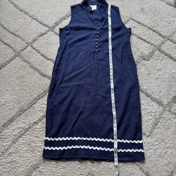 Sail to Sable navy blue Sleeveless linen Button Midi Dress XL - Picture 8 of 10